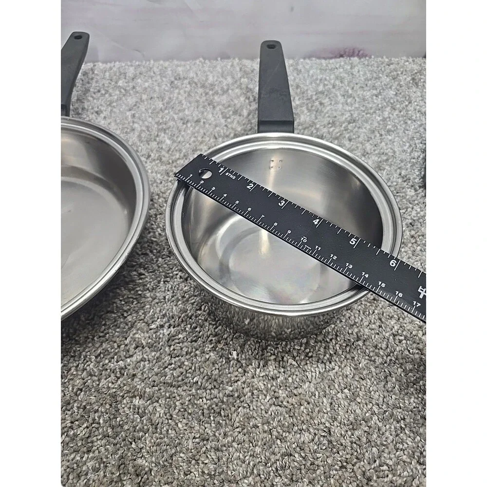 Vintage Flint Ware By Ekco 1 Qt Stainless Steel Sauce Pan With Lid And Skillet